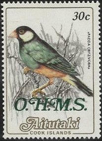 Colnect-3873-083-Java-Sparrow-Padda-oryzivora-overprinted-OHMS.jpg