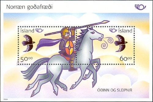 Colnect-1126-614-Nordic-Mythology-%C3%93%C3%B0inn-and-Sleipnir.jpg