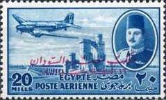 Colnect-1281-761-Aircraft-DC-3-Dakota-over-Nile-Dam--amp--King-Farouk-with-overpr.jpg