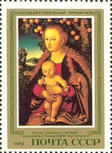 Colnect-659-331-Madonna-and-Child-under-Apple-Tree-Lucas-Cranach-the-elder.jpg