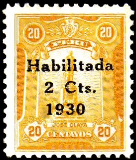 Colnect-1780-673-Jose-Olaya-Monument---overprint.jpg