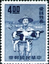 Colnect-1775-607-Farmer-carry-Calf-Bos-primigenius-taurus.jpg