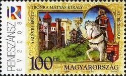 Colnect-500-542-81st-Stamp-Day---King-M%C3%A1ty%C3%A1s-was-crowned-550-years-ago.jpg