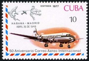 Colnect-2043-319-Douglas-DC-4-and-Havana-Madrid-cachet.jpg