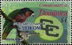 Colnect-3264-185-Imperial-Amazon-Amazona-imperialis-CARICOM-Flag.jpg