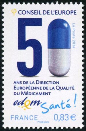 Colnect-5237-709-50-years-of-the-European-Directorate-for-the-Quality-of-Medi.jpg