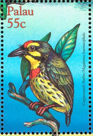 Colnect-1638-079-Coppersmith-Barbet-Megalaima-haemacephala.jpg