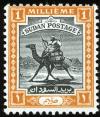 Colnect-1241-587-Postman-with-Dromedary-Camelus-dromedarius.jpg