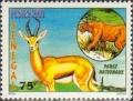 Colnect-2569-137-Dama-Gazelle-Gazella-dama-and-Lion-Panthera-Leo.jpg