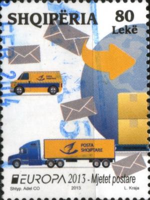 Colnect-3221-094-Globe-parcels-envelopes-postal-van-and-truck.jpg