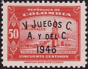 Colnect-4864-258-Clock-Tower-Cartagena-Overprinted.jpg