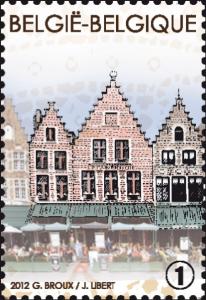 Colnect-1373-069-Market-Square-of-Bruges-Houses-Spainge-Diephuis-Le-Panier.jpg