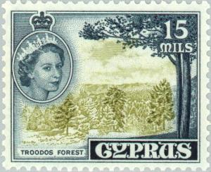 Colnect-169-338-Queen-Elizabeth-II--amp--Troodos-Forest.jpg