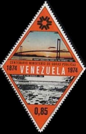 Colnect-1964-626-Quininari-River-bridge-1904-and-Orinoco-River-bridge-1967.jpg