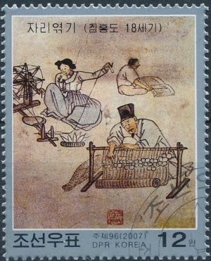 Colnect-3268-628-Paintings-with-job-motifs-by-Kim-Hong-do---Spinners-and-wea%E2%80%A6.jpg