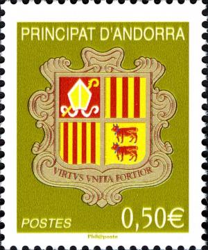 Colnect-627-967-Coat-of-arms-of-AndorraInscript%E2%80%9CPostes%E2%80%9C.jpg