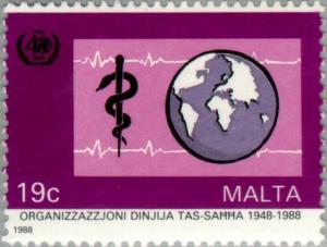 Colnect-130-977-Globe--amp--symbol-40th-Anniv-of-World-Health-Organisation.jpg