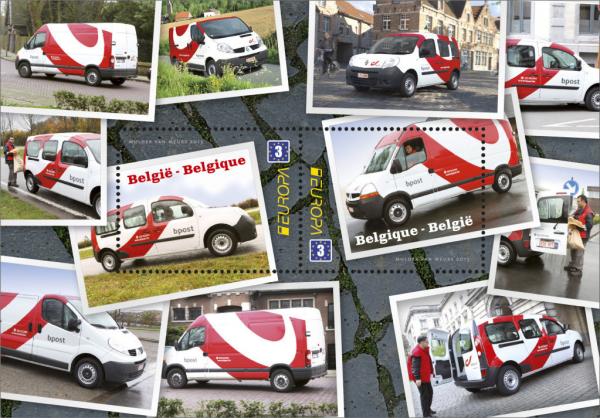 Colnect-1455-915-Souvenir-Sheet-with-Pickup-Trucks-form-Belgian-post.jpg