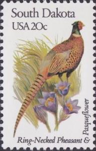 Colnect-4136-391-South-Dakota---Ring-Necked-Pheasant-Pasqueflower.jpg