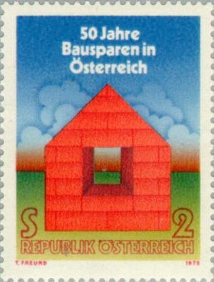 Colnect-136-920-50-Years-Build-Savings-symbolised-house.jpg