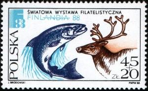 Colnect-1966-223-Atlantic-Salmon-Salmo-salar-Reindeer-Rangifer-tarandus.jpg