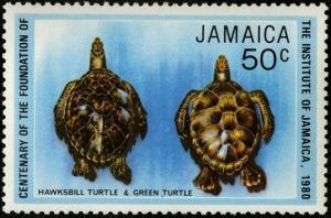 Colnect-2623-964-Hawksbill-Turtle-Eretmochelys-imbricata-Green-Sea-Turtle-.jpg