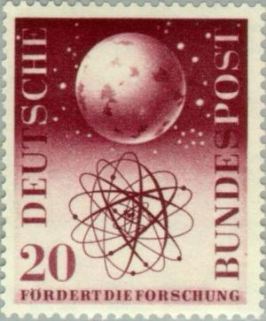 Colnect-152-200-Atomic-model-microcosm-and-universe-macrocosm-with-globe.jpg