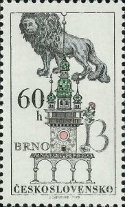 Colnect-418-649-Blue-lion-and-Town-Hall-tower-in-Brno.jpg