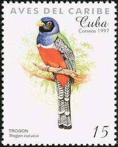 Colnect-2133-935-Blue-crowned-Trogon-Trogon-curucui.jpg