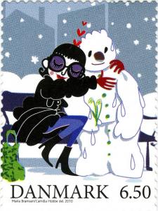 Colnect-760-315-Woman-embrace-a-snowman.jpg