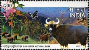 Colnect-542-623-Gaur-Bos-gaurus-Asian-Elephant-Elephas-maximus---Bandip.jpg