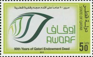 Colnect-3063-844-90-Years-of-Qatari-Endowment-Deed.jpg