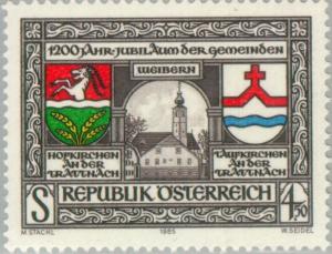 Colnect-137-267-Coat-of-arms-of-Hofkirchen-and-Taufkirchen-Weibern-church.jpg