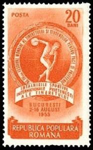 Colnect-911-338-Discus-thrower-in-front-of-globe.jpg