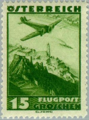 Colnect-135-922-Aircraft-over-D%C3%BCrnstein-Lower-Austria.jpg