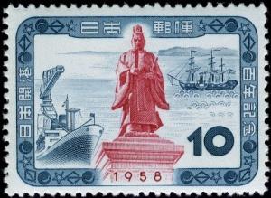 Colnect-3926-217-Statue-of-Li-Naosuke-Three-Masted-and-Modern-Liner.jpg