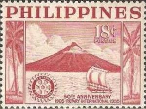 Colnect-874-654-Albay-volcano-on-Luzon-sailing-boat---Rotary-badge.jpg