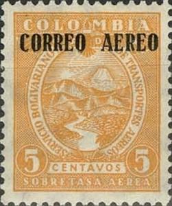 Colnect-2717-549-Magdalena-River-and-Tolima-Volcano-Overprinted.jpg