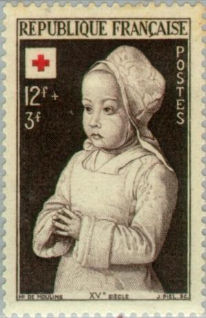 Colnect-143-792-Royal-child-in-prayer-according-to-the-Master-of-Moulins.jpg