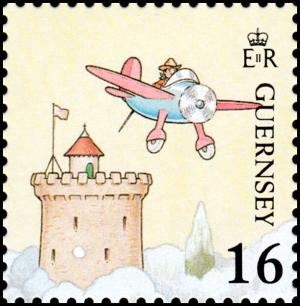 Colnect-5564-730-Rupert-in-an-airplane-over-castle-tower.jpg