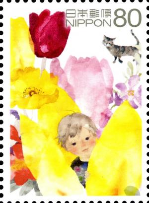 Colnect-3048-631-A-boy-among-tulips.jpg