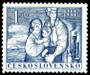 Colnect-4039-696-30th-Anniversary-of-Czechoslovakia---Drawing-of-family.jpg