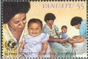 Colnect-1253-627-Mother-with-Cild-in-her-Arms-Doctor-inoculated-Infant.jpg