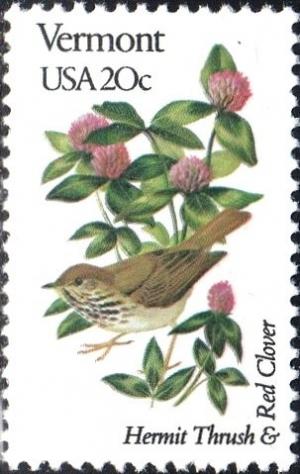 Colnect-4136-395-Vermont---Hermit-Thrush-Red-Clover.jpg