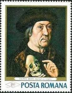 Colnect-471-635--quot-Old-man-with-skull-in-his-right-Hand-quot--by-Dirck-Bouts.jpg