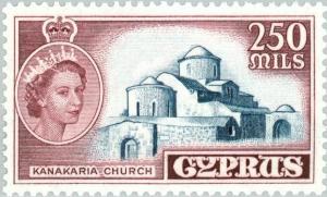 Colnect-169-346-Queen-Elizabeth-II--amp--Church-of-Kanakaria.jpg