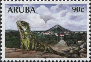 Colnect-5134-678-Iguana-in-front-of-Hooiberg.jpg