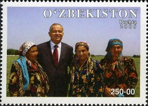 Colnect-2431-214-Islam-Karimov-with-the-farmers-of-Bukhara.jpg